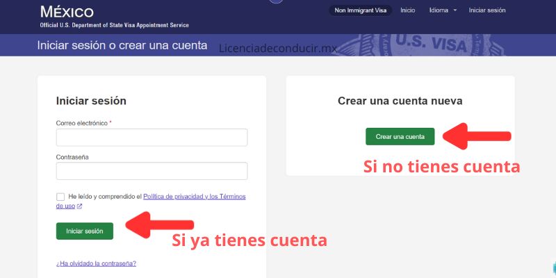 Cómo crear Cuenta para cita en el Cas, paso 1